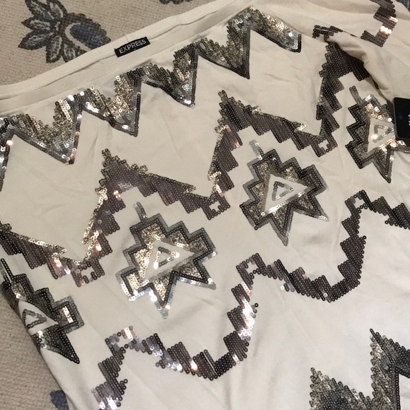 Express Off Shoulder Deco Sequined dress - Picture 3 of 5